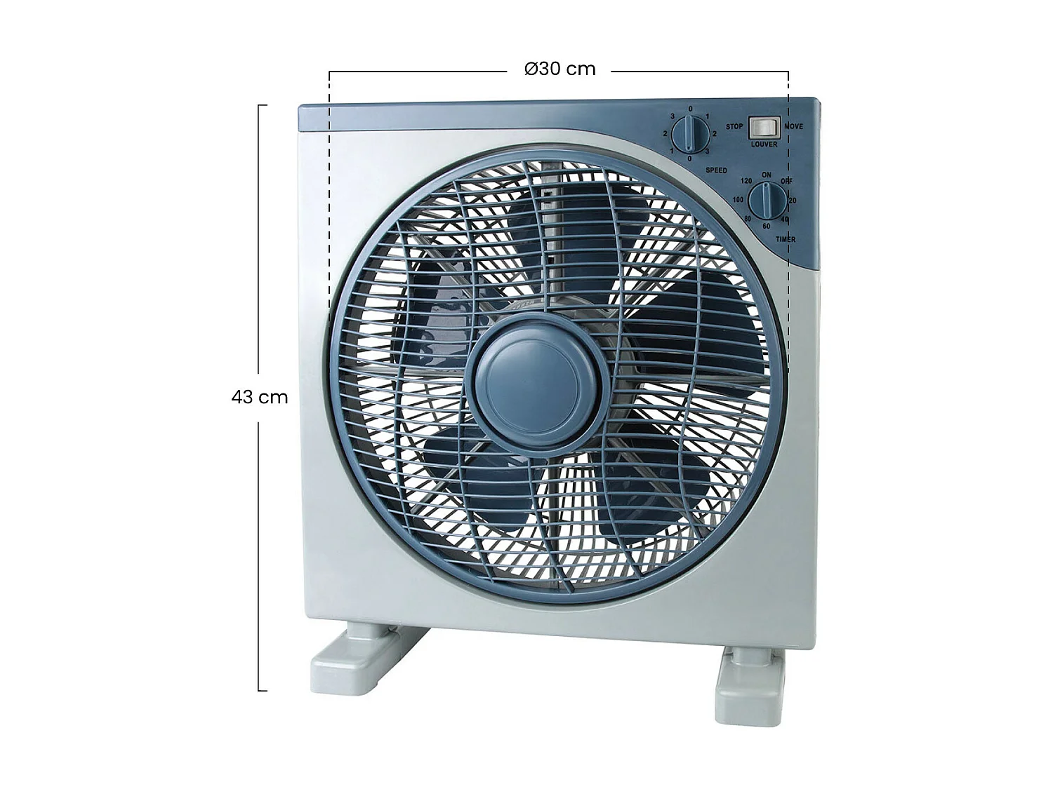 Ventilador de Sobremesa Ø30cm 50W 3 Velocidades Box Gris/Azul Thinia Home