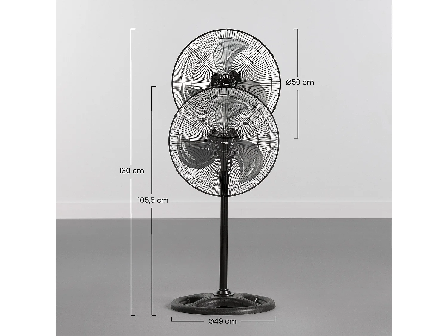 Ventilador de Pie Ø45cm 75W 3 Velocidades Industrial Negro Raydan Home