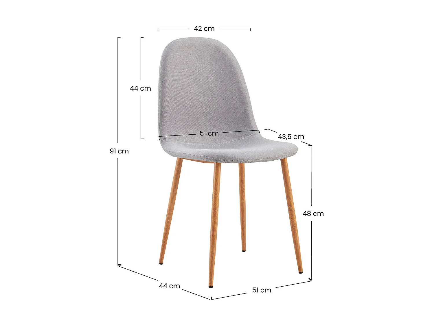 Pack 2 Chaises de Salle à Manger Lino Nuova 91x51x44cm Thinia Home