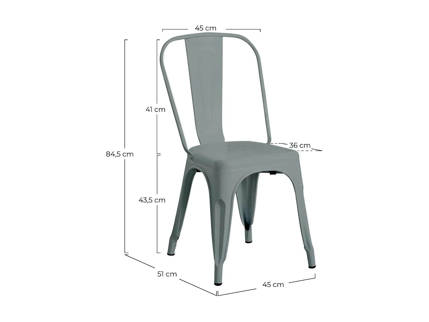 Pack 4 Sillas Industriales Strong 45x54x85cm Thinia Home