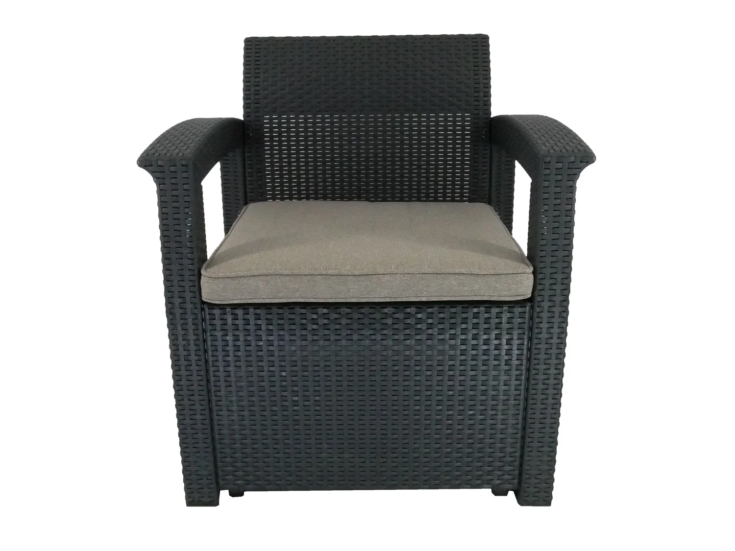 Conjunto de mobiliário de jardim - 2 cadeiras com braços 1 mesa antracite