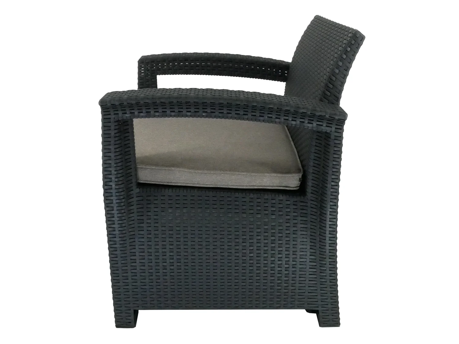 Conjunto de mobiliário de jardim - 2 cadeiras com braços 1 mesa antracite