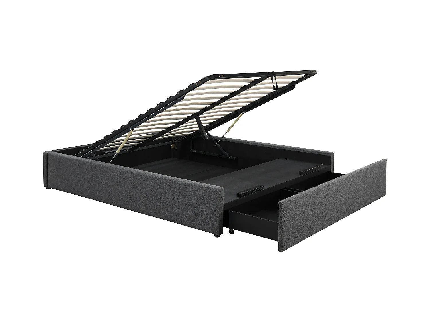 Stelaż ze skrzynią i szufladą 160 x 200 cm - Antracytowy - OSLA marki YSMÉE