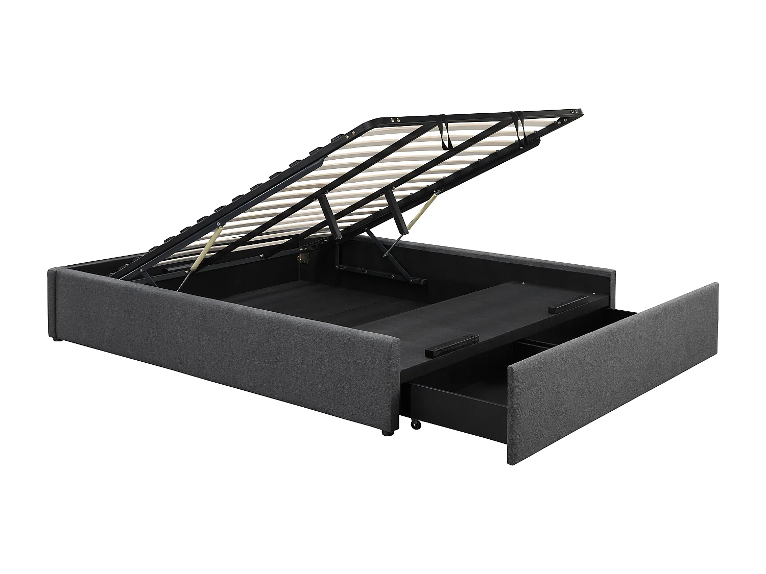 Canapé abatible y cajón 180 x 200 cm - Gris antracita - OSLA de YSMÉE