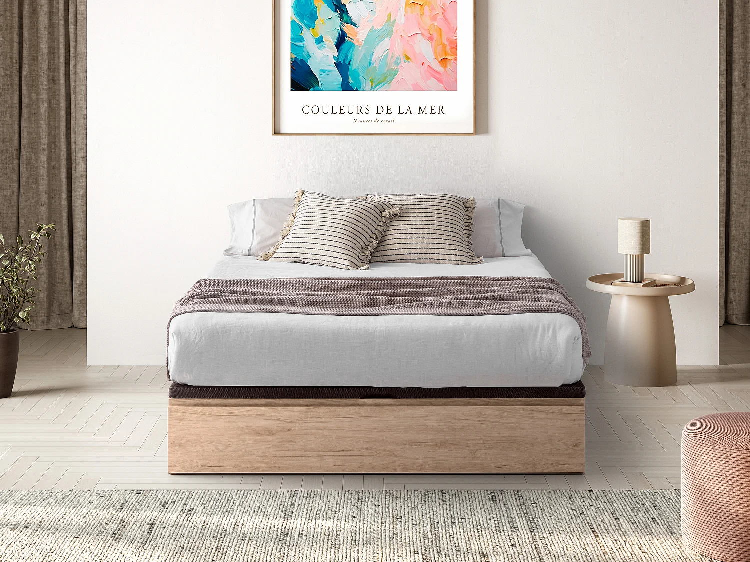 Sommier coffre avec tiroir 140 x 190 cm - Naturel clair - HESTIA de YSMÉE