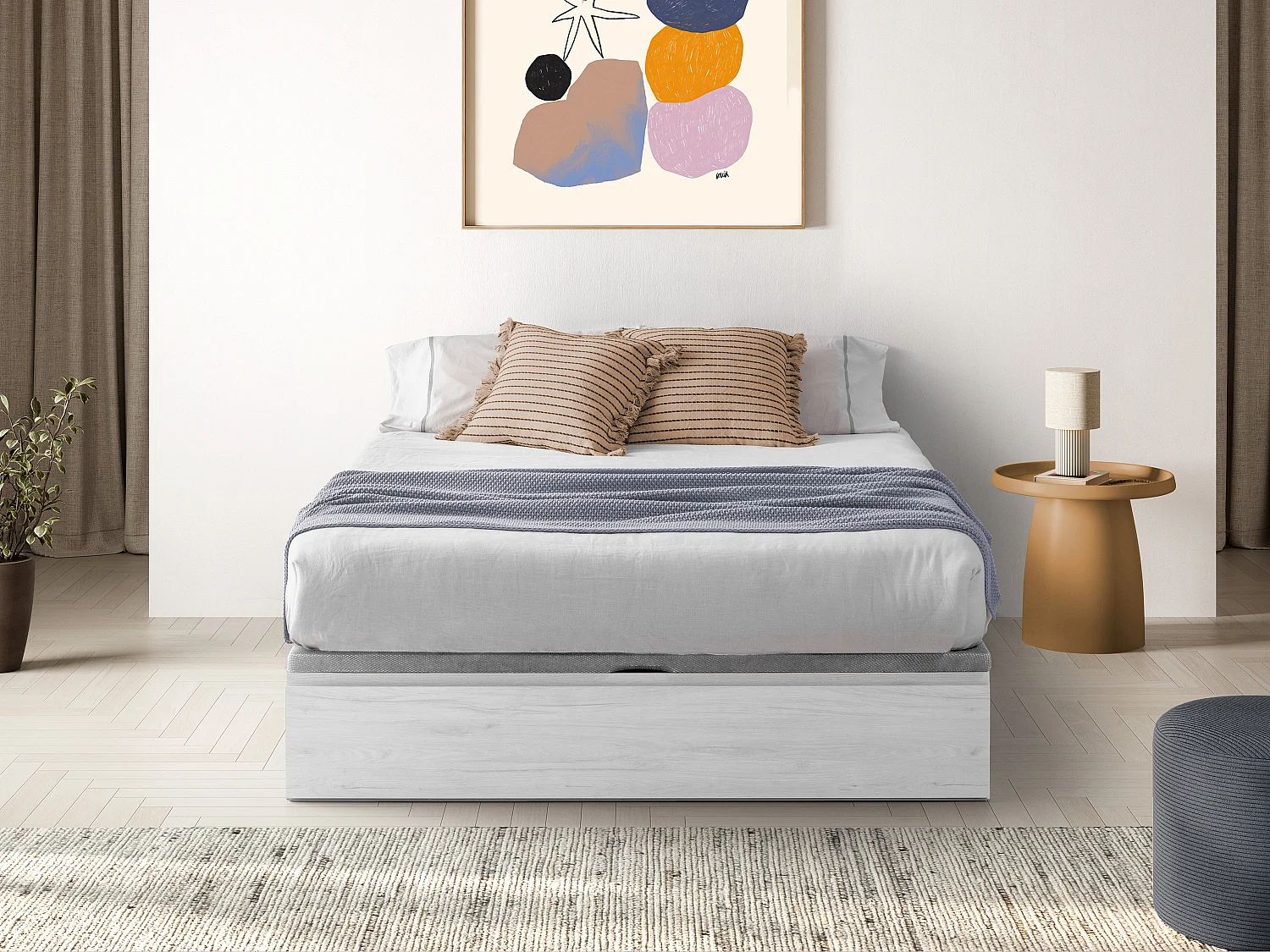 Sommier com espaço de arrumação e gaveta 140x190 cm branco - HESTIA de YSMÉE