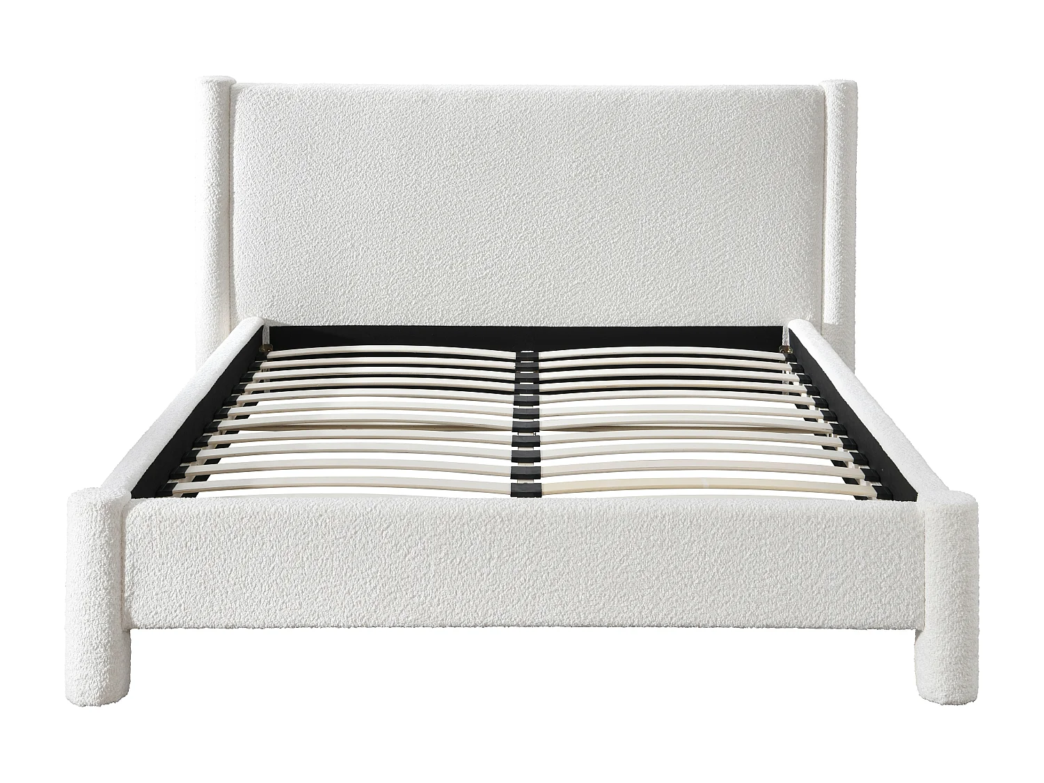 Letto 160 x 200 cm Tessuto bouclette Bianco  - CONOMO