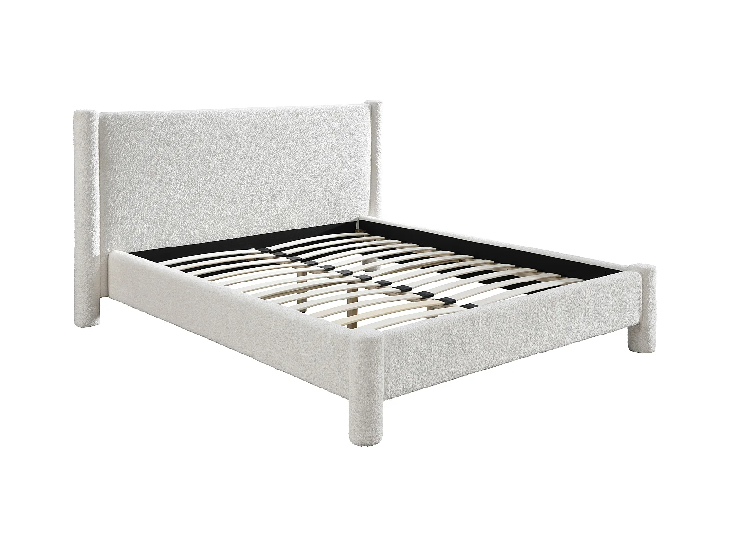 Cama 180 x 200 cm - Tela rizada - Blanco - CONOMO