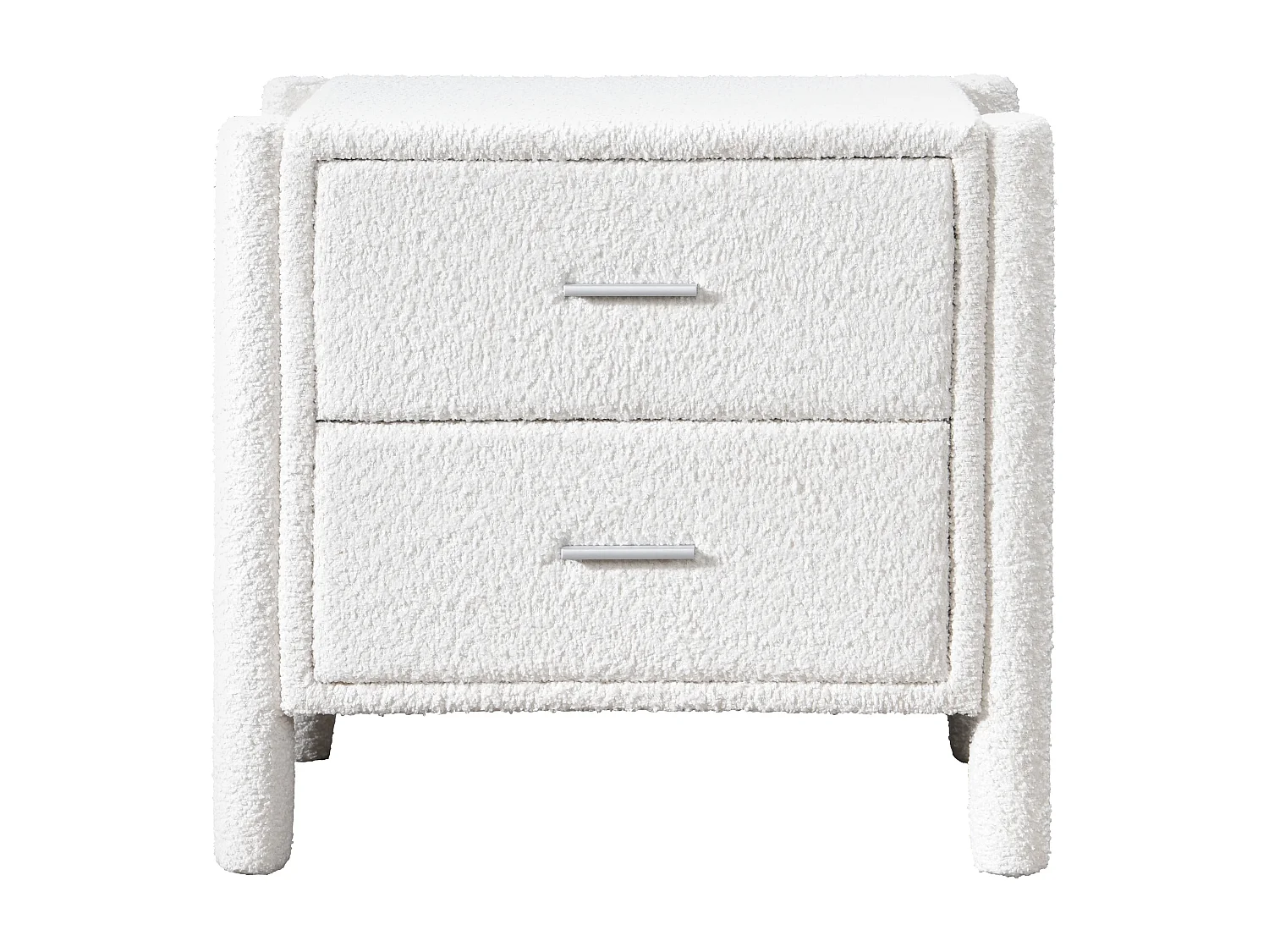 Comodino con 2 cassetti Tessuto bouclette Bianco  - CONOMO