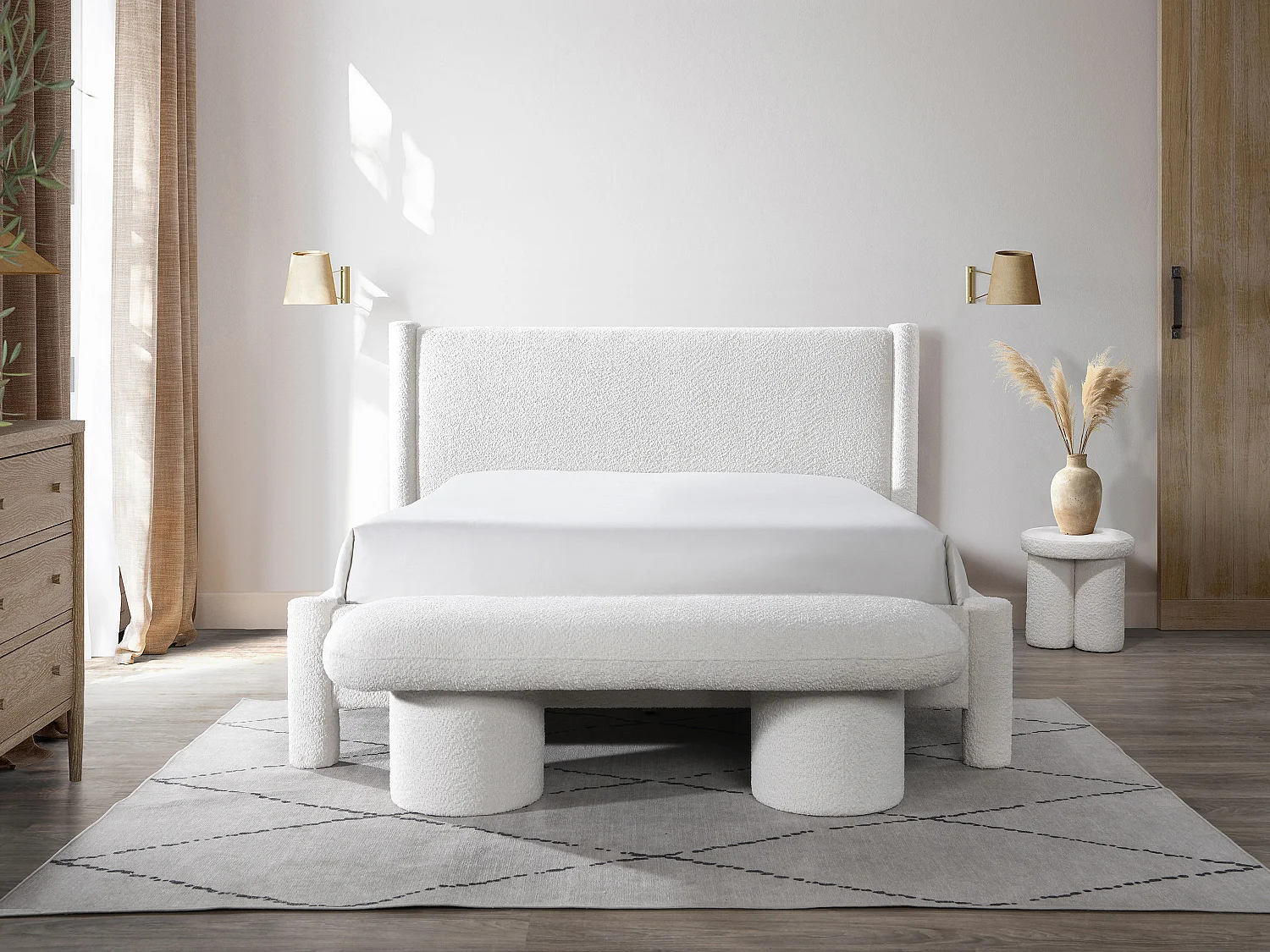Banc en tissu bouclette - Blanc - CONOMO