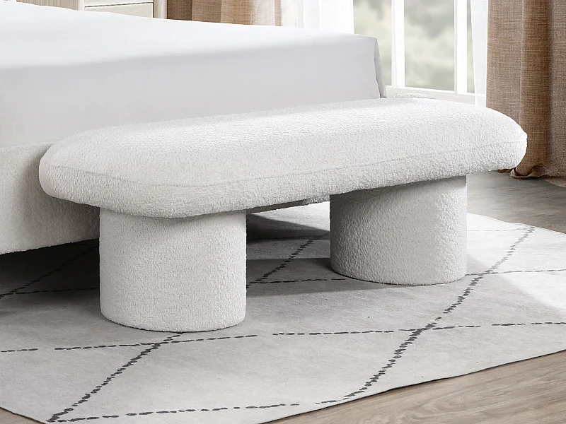 Banc en tissu bouclette - Blanc - CONOMO