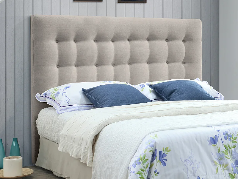 Gecapitonneerd hoofdbord 180 cm - Stof - Beige - FRANCESCO