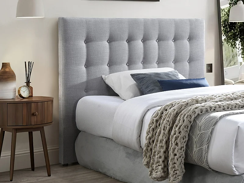 Tête de lit capitonnée 180 cm - Tissu - Gris clair - FRANCESCO