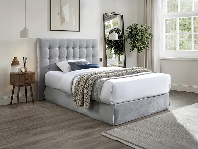 Tête de lit capitonnée 180 cm - Tissu - Gris clair - FRANCESCO