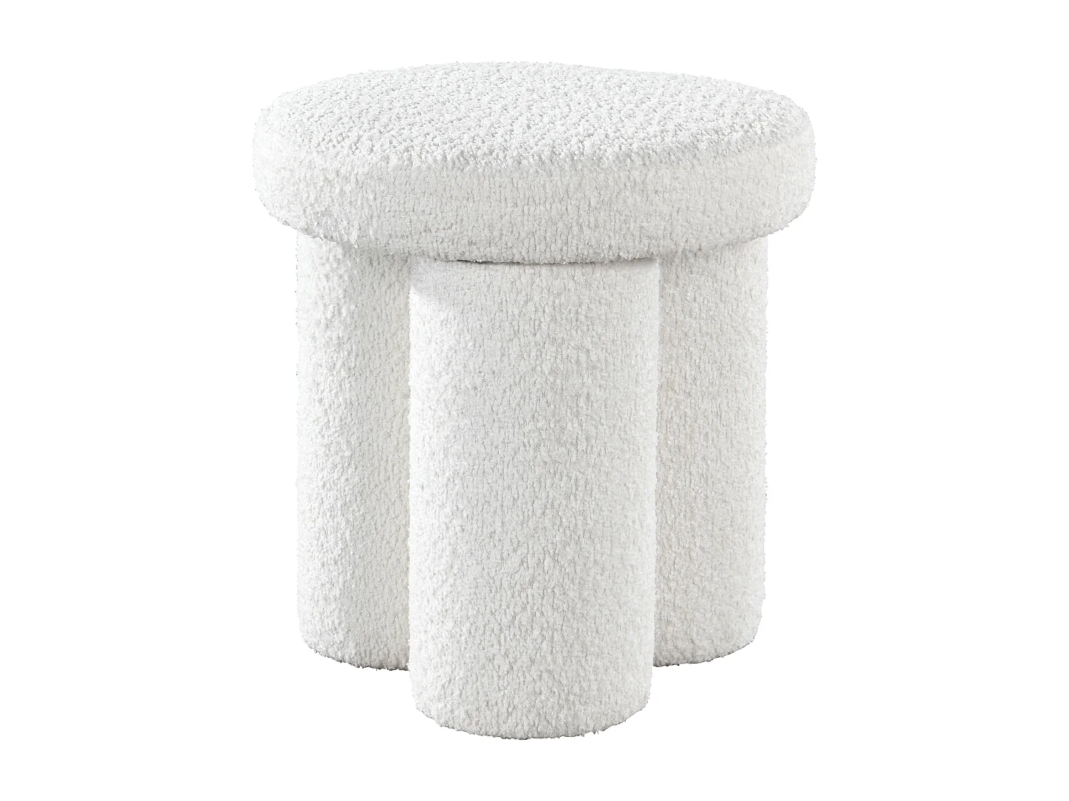 Pouf en tissu bouclette blanc CONOMO