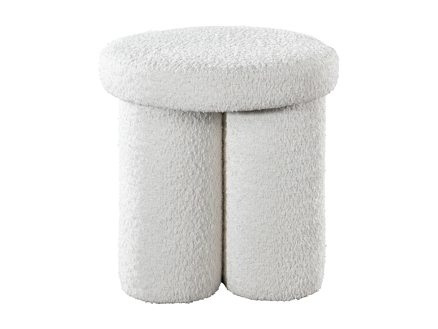 Pouf en tissu bouclette blanc CONOMO