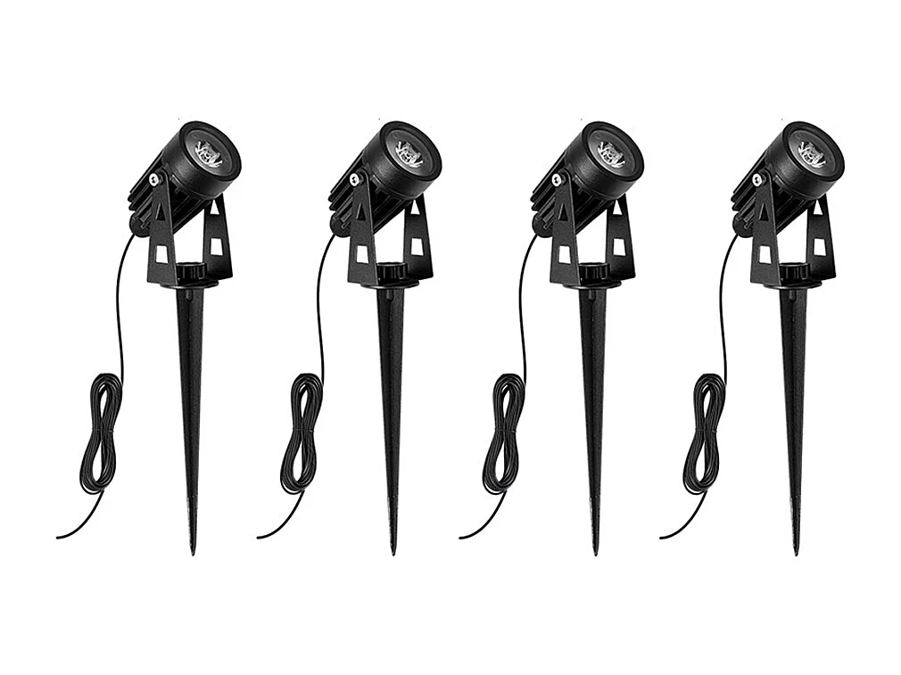 Lot de 4 balises solaires à planter - Panneau déporté - 80 lumens - Noir - DRAGOR