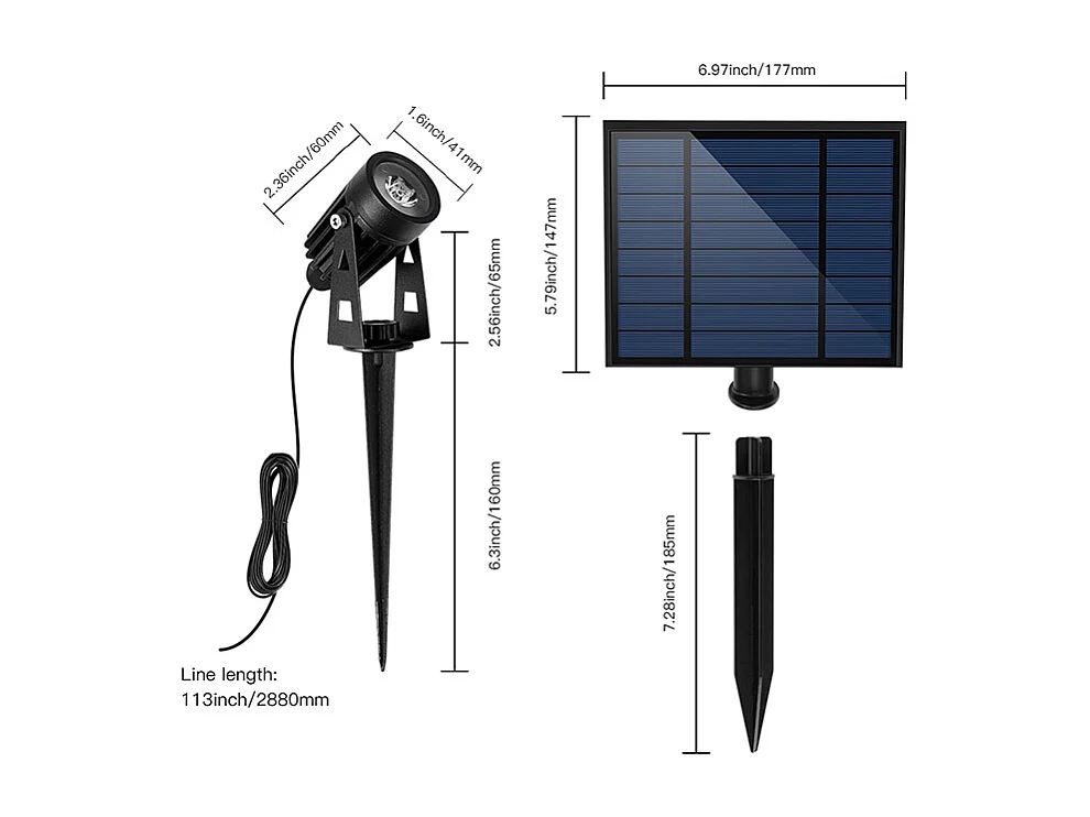 Lot de 4 balises solaires à planter - Panneau déporté - 80 lumens - Noir - DRAGOR