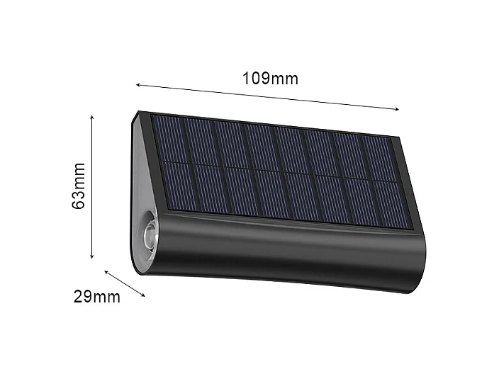 Applique murale solaire - 30 lumens - Noir - TRESTIA