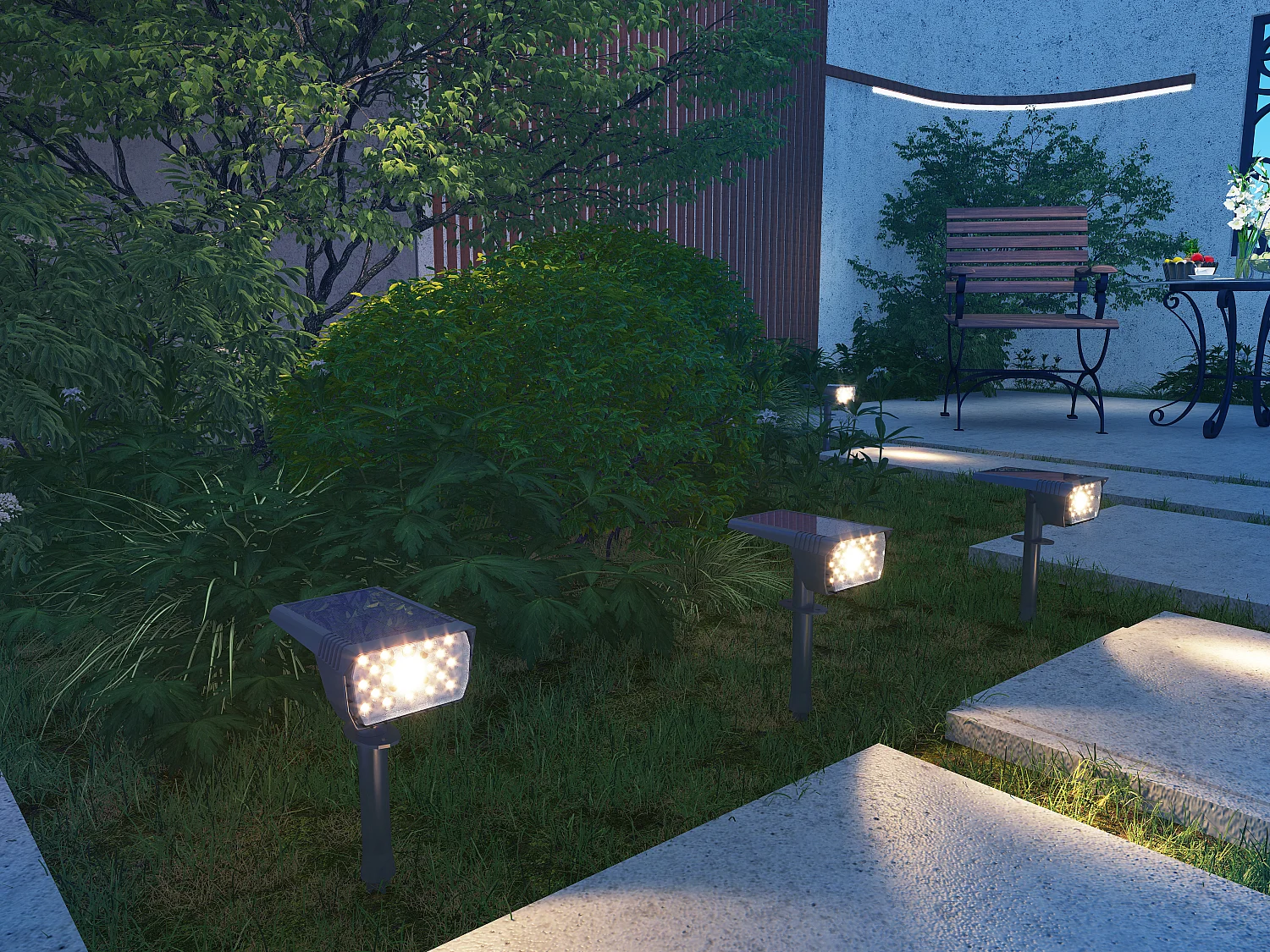 Faretto solare da piantare a terra 300 lumen Nero  - HORSENS