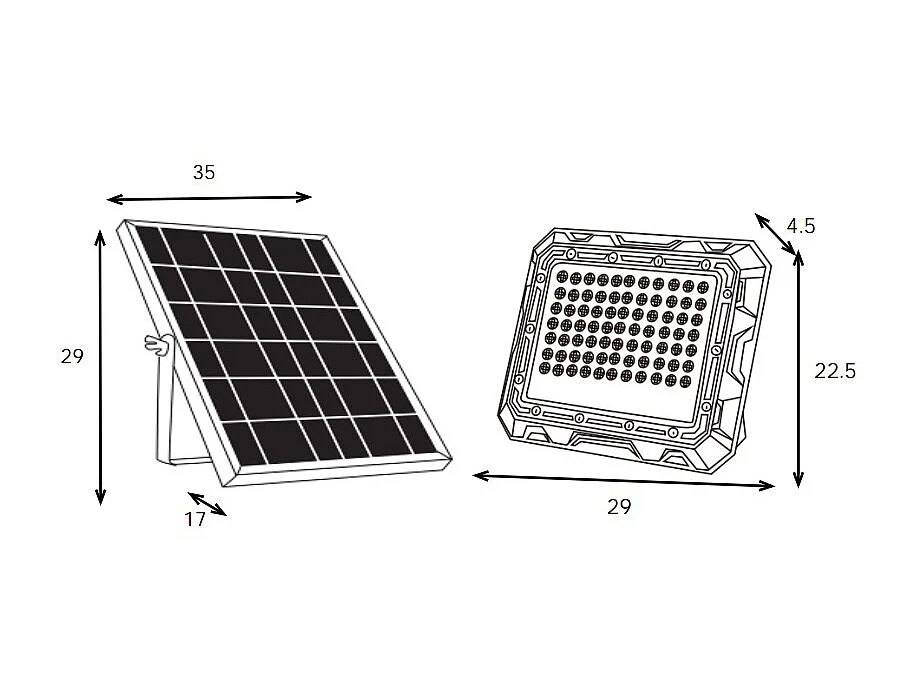 Projecteur solaire mural ou à poser à panneau déporté - 1100 lumens - CLARTO