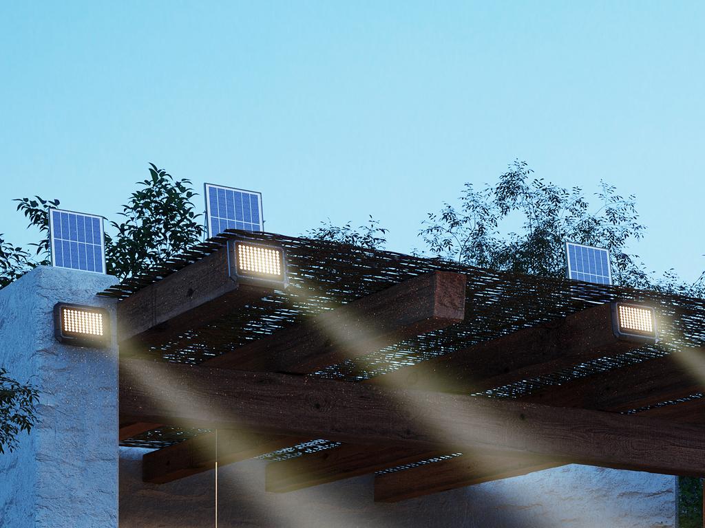 Solar-Leuchte mit separatem Panel - zum Abringen an der Wand oder Aufstelle günstig online kaufen
