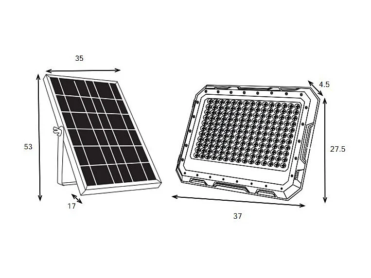 Projecteur solaire mural ou à poser à panneau déporté - 1800 lumens - CLARTO