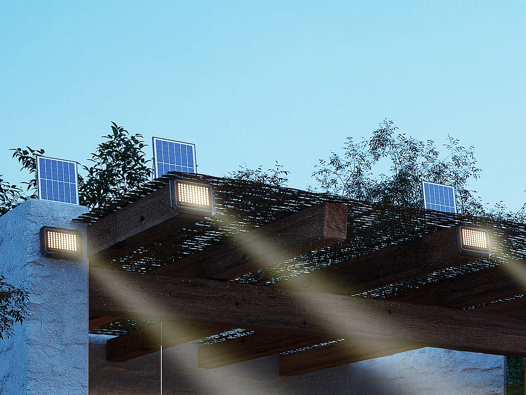 Projecteur solaire mural ou à poser à panneau déporté - 1800 lumens - CLARTO