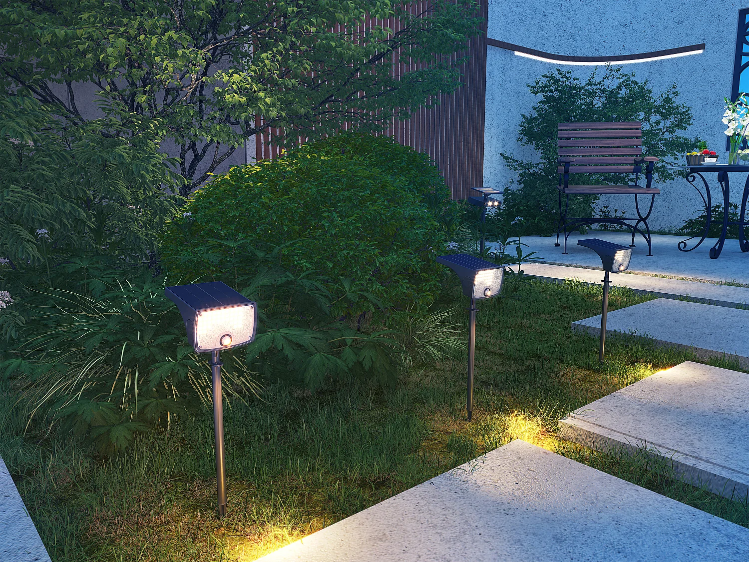 Leuchte oder LED-Solar-Wandleuchte mit Bewegungsmelder - 700 Lumen - CHENDI