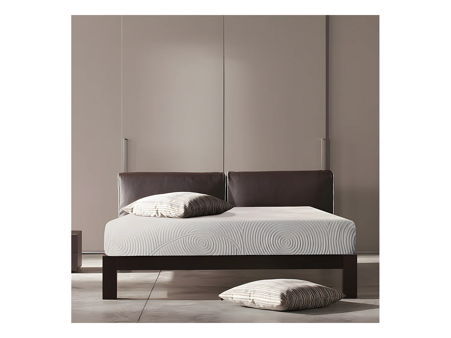 Ensemble matelas mousse le cajoleur avec sommier kit gris et pieds 90x190