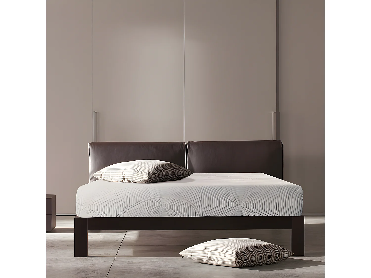 Ensemble matelas mousse le cajoleur avec sommier kit gris et pieds 180x200