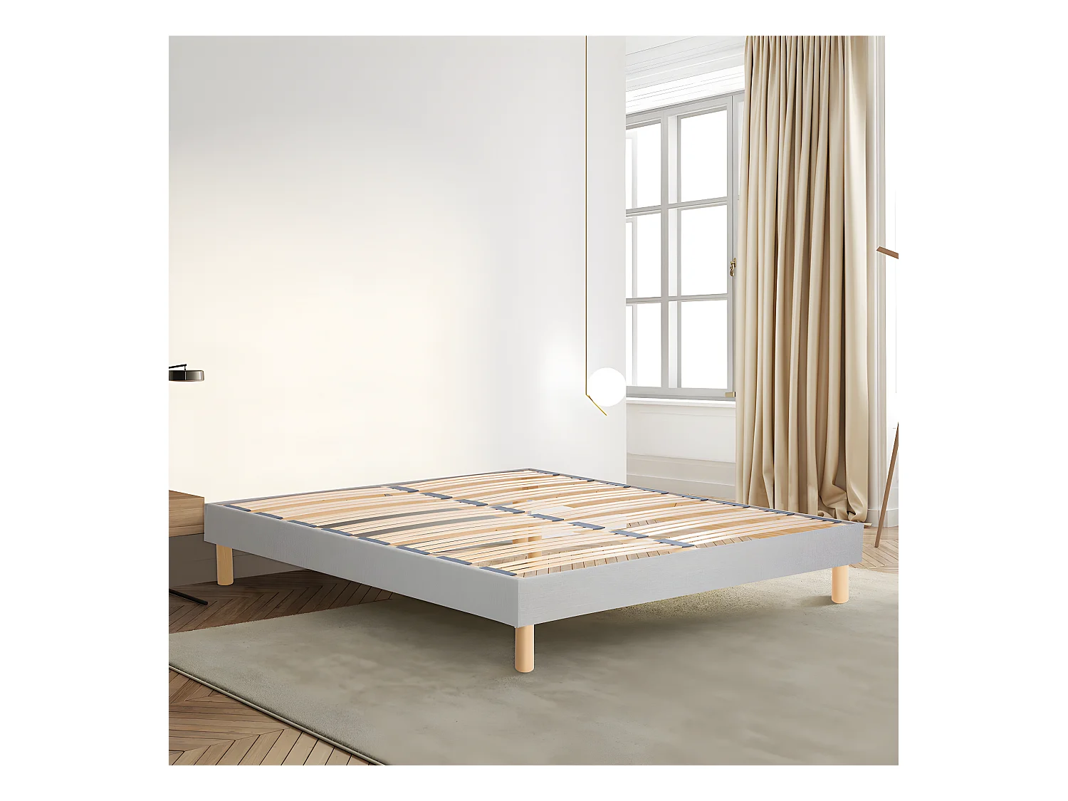 Sommier déco en kit gris ep 15cm avec pieds 90x200