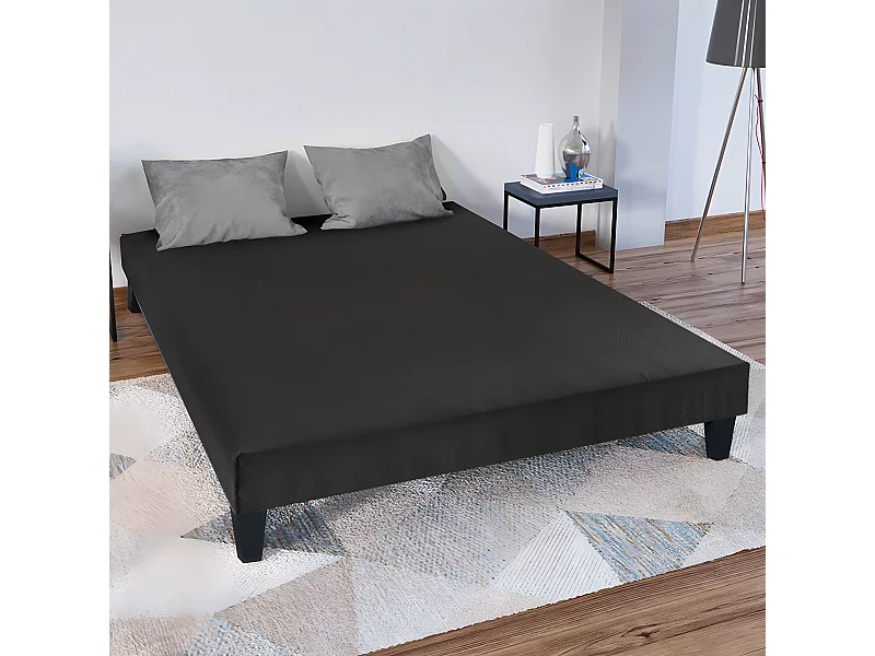 Sommier tapissier gris anthracite ep 13cm avec pieds 80x200