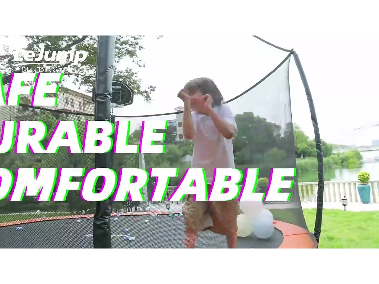 Trampoline Intérieur 130cm Rond Bleu LeJump BabyBleu petit trampoline pour enfants