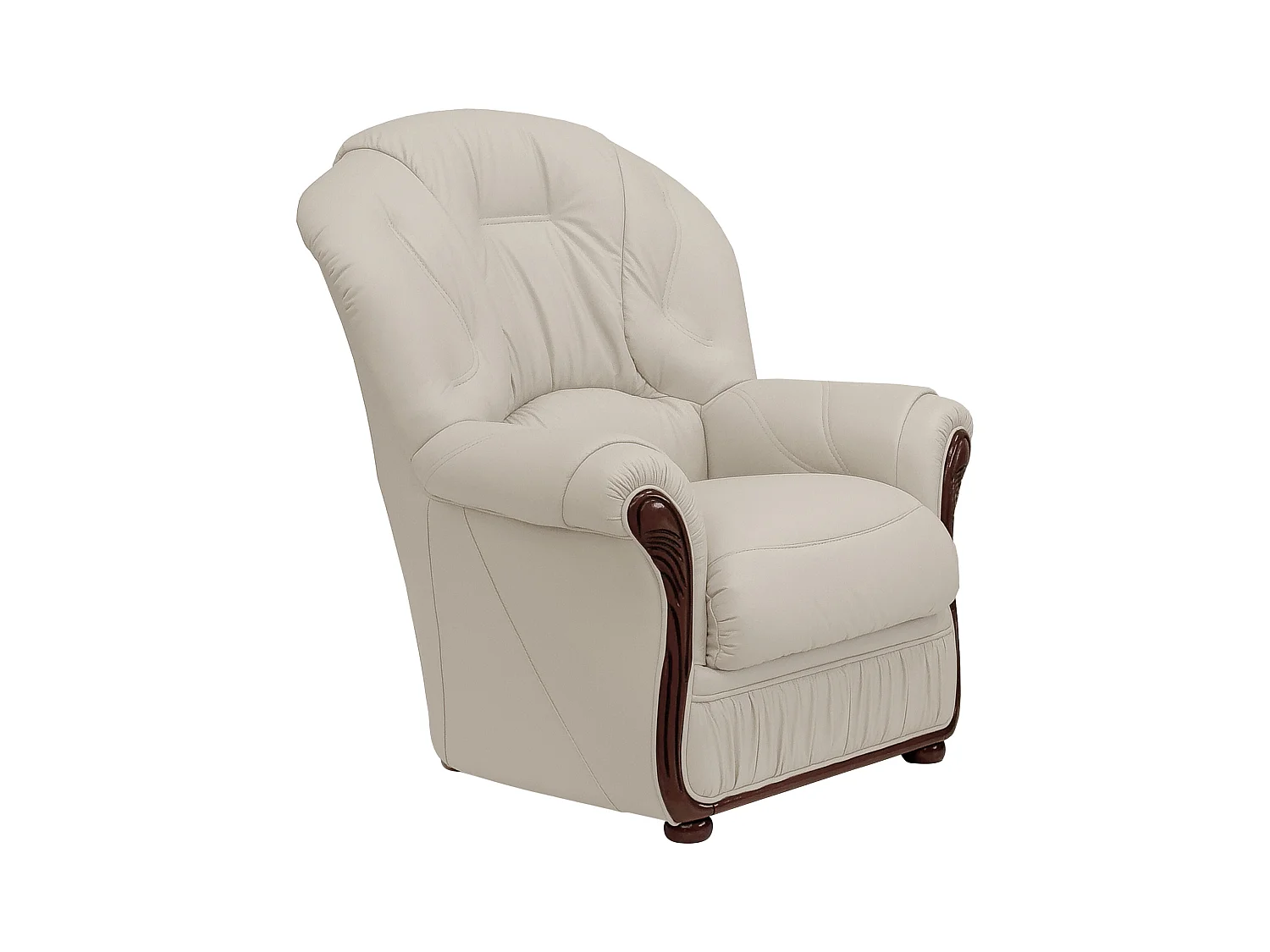 Fauteuil 100% cuir de buffle ivoire DAPHNE