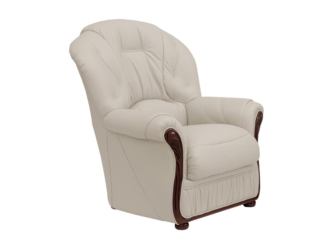 Fauteuil 100% cuir de buffle ivoire DAPHNE