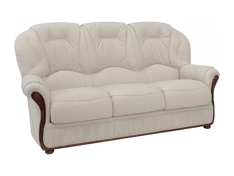 Sofá de 3 lugares 100% pele de búfalo marfim - DAPHNE