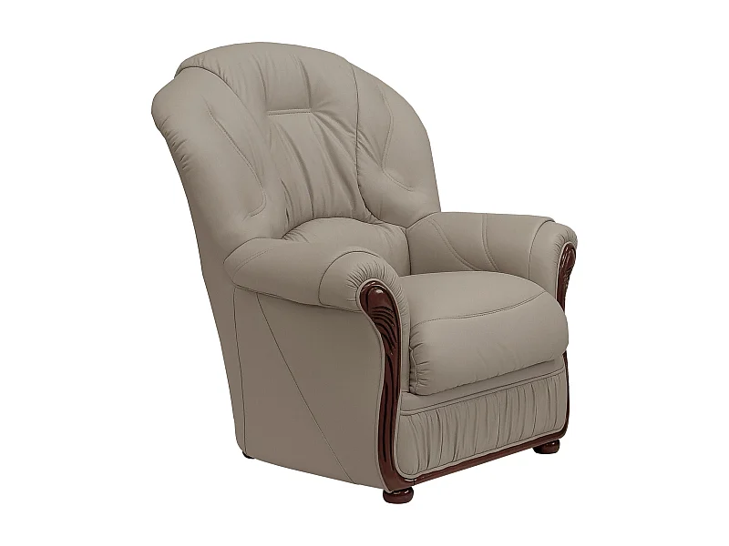 Fauteuil 100% cuir de buffle taupe DAPHNE