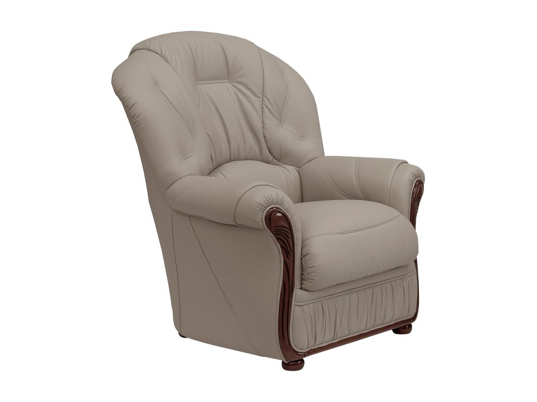 Fauteuil van 100% taupegrijs buffelleder DAPHNE