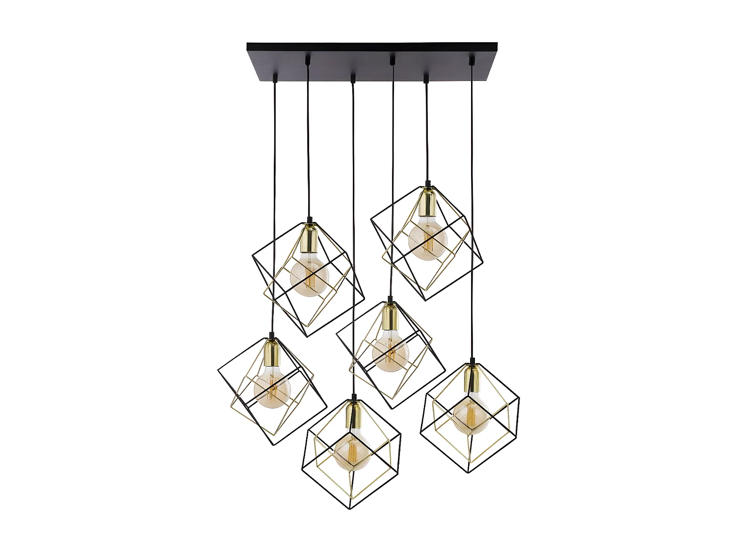 Suspension métal doré – h140cm réglable - 6xE27 - modèle ALAMBRE de TK LIGHTING