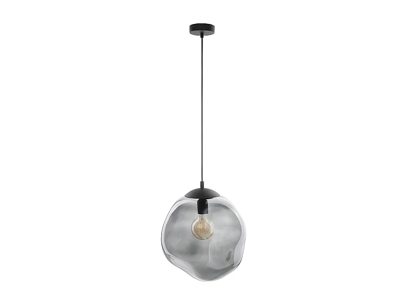 Suspension abat-jour en verre teinté et metal anthracite- h185 x L35cm  - modèle SOL TK LIGHTING