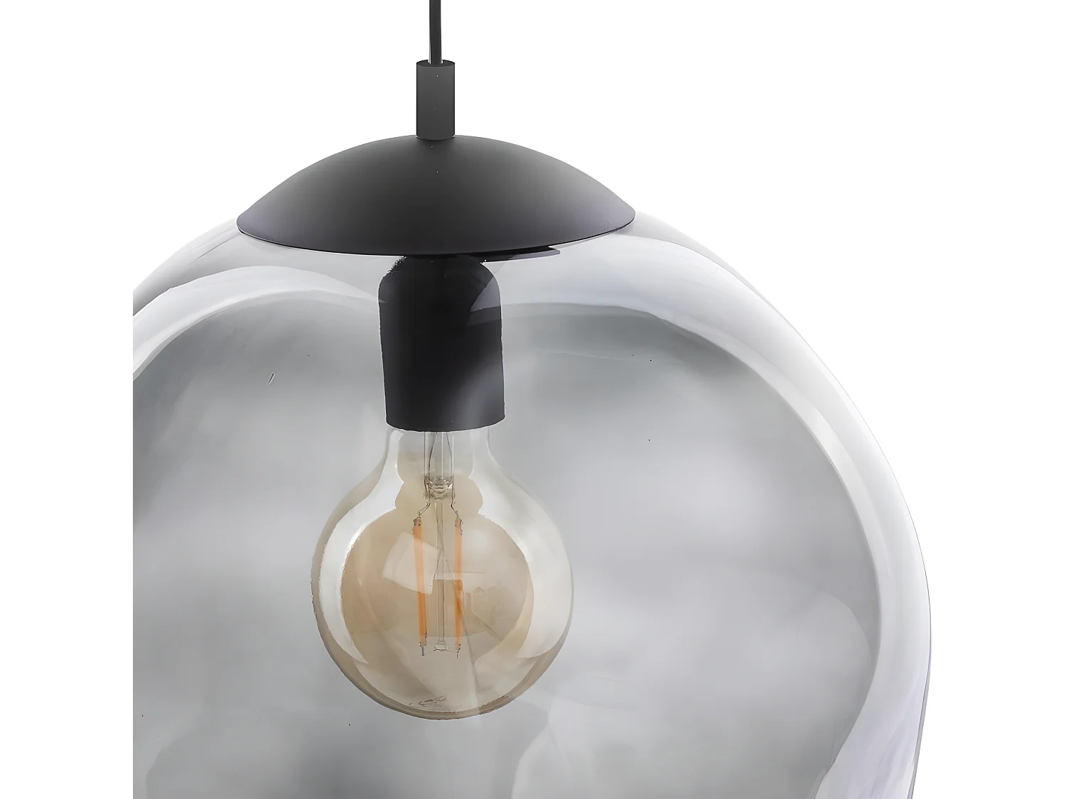 Suspension abat-jour en verre teinté et metal anthracite- h185 x L35cm  - modèle SOL TK LIGHTING