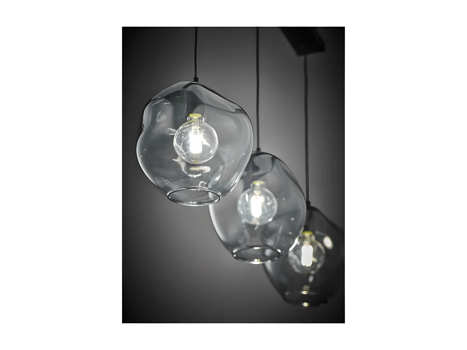 Suspension abat-jour en verre teinté et metal anthracite- h185 x L35cm  - modèle SOL TK LIGHTING