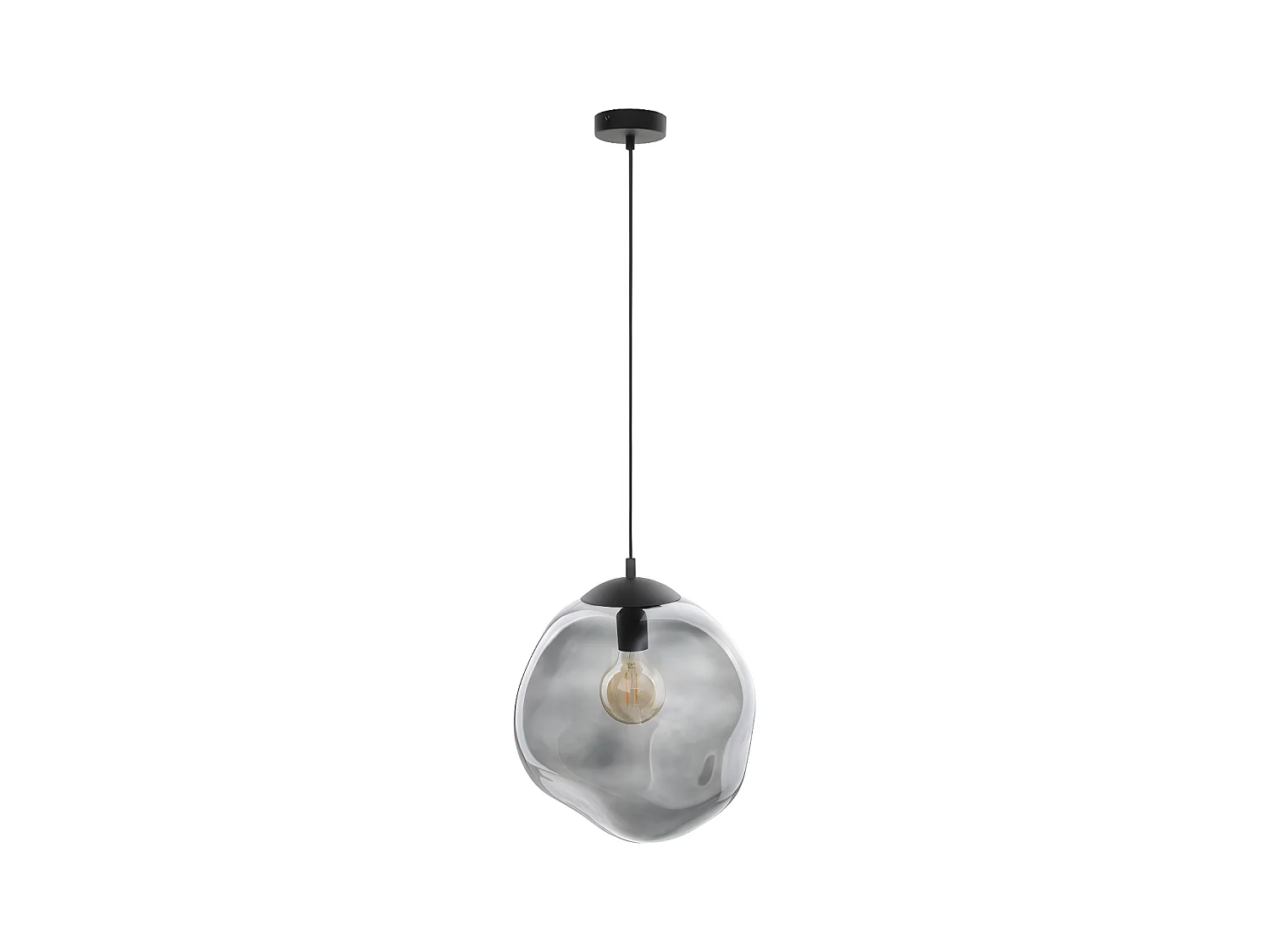 Suspension abat-jour en verre teinté et metal anthracite- h185 x L35cm  - modèle SOL TK LIGHTING
