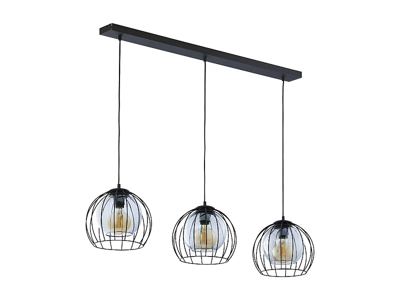 Suspension métal noir et verre -h165 x L110cm -3xE27 -modèle UNIVERSO de TK LIGHTING