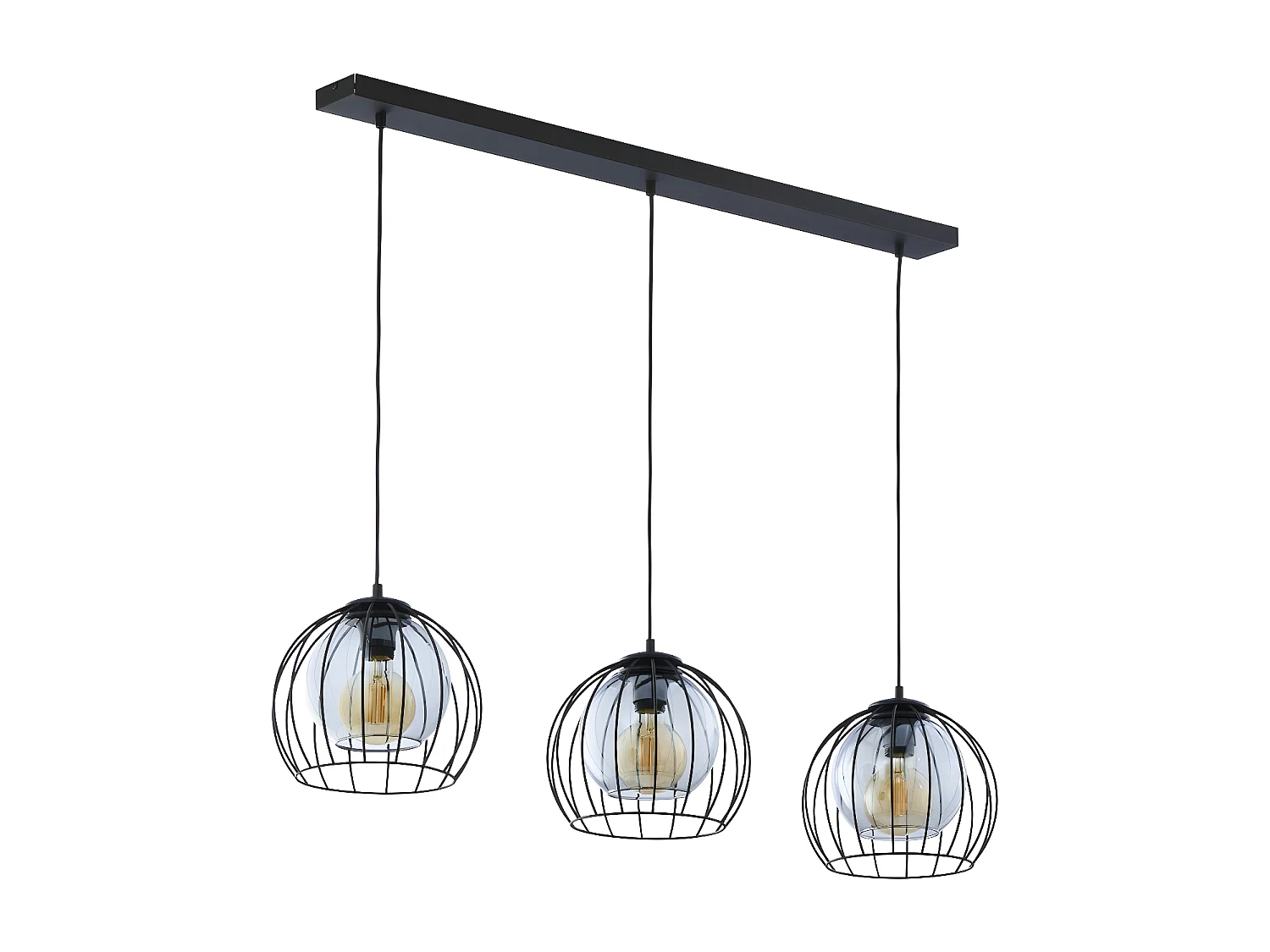 Suspension métal noir et verre -h165 x L110cm -3xE27 -modèle UNIVERSO de TK LIGHTING