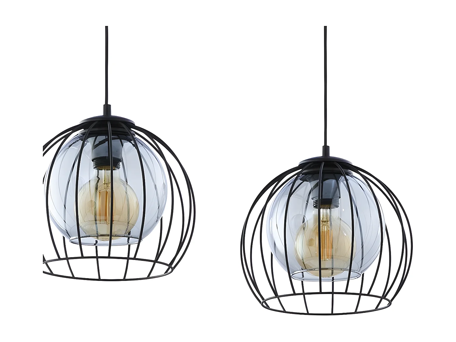 Suspension métal noir et verre -h165 x L110cm -3xE27 -modèle UNIVERSO de TK LIGHTING