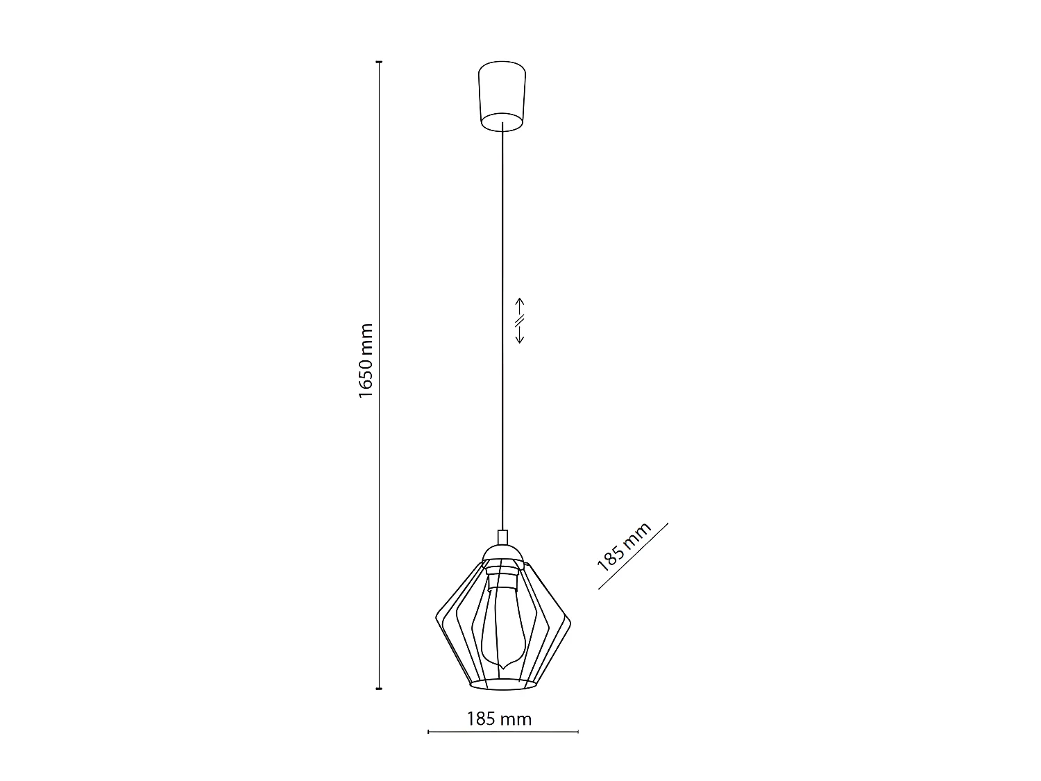 Suspension graphique en métal forme cage - h165cm réglable - 1xE27 - modèle GALAXY de TK LIGHTING