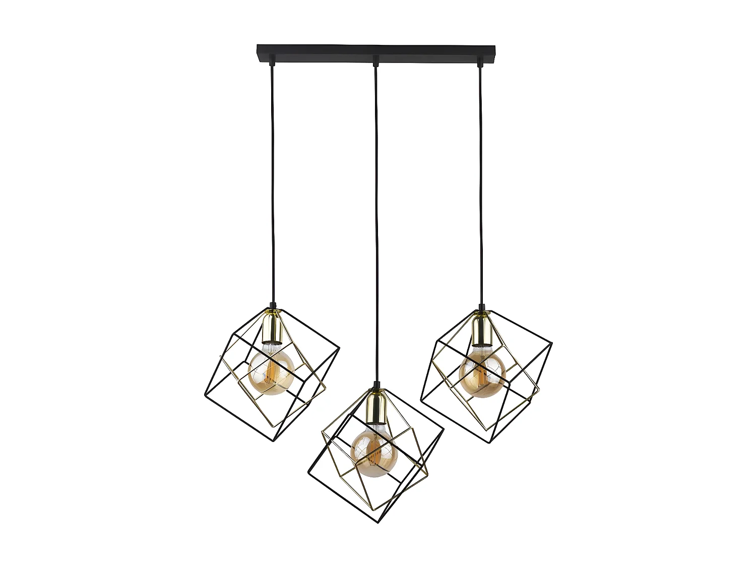 Suspension métal doré – h135cm  -3xE27 - modèle ALAMBRE de TK LIGHTING