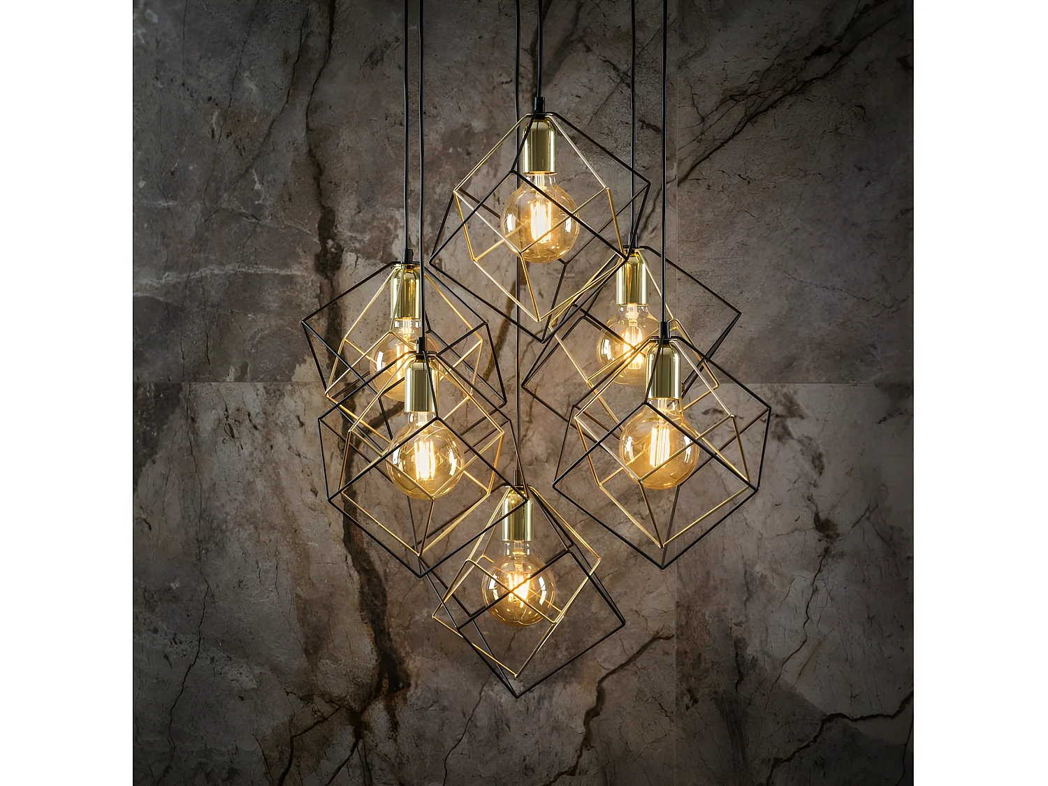 Suspension métal doré – h135cm  -3xE27 - modèle ALAMBRE de TK LIGHTING